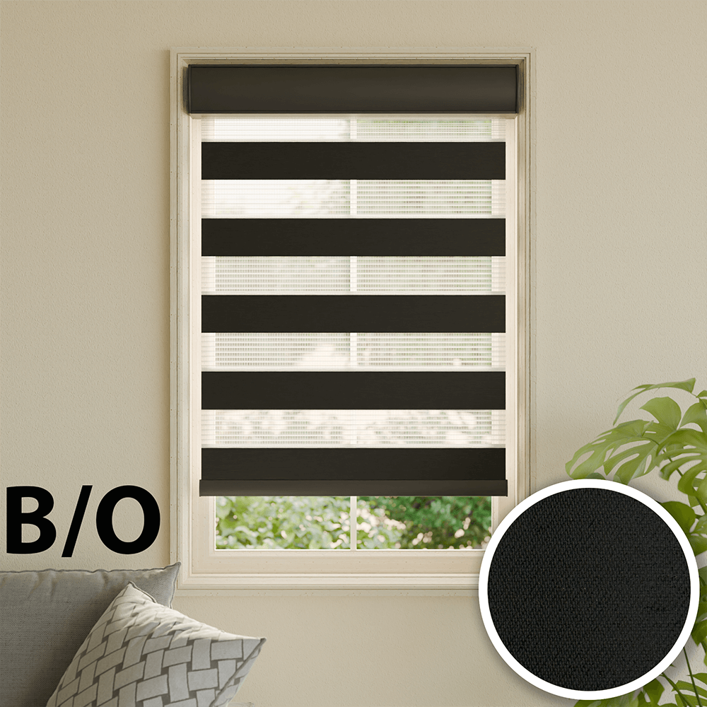 Zebra Shades/Blinds - Blackout - Black