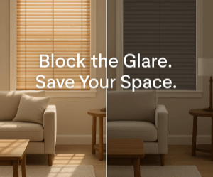 sun glare blocking and high privacy 2-3/8 inch wood blinds